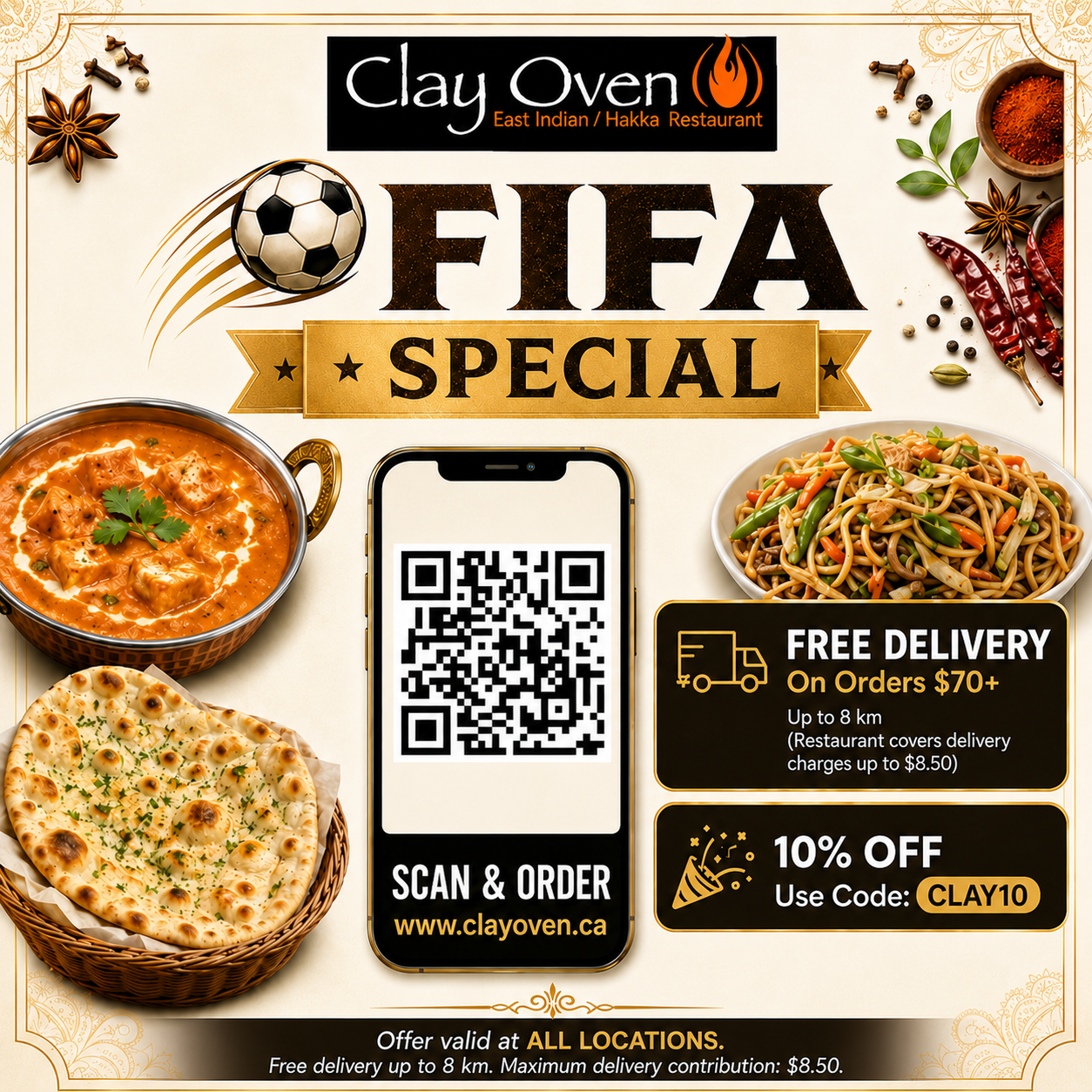 Clay Oven Express special offer – authentic East Indian dining at 247 Edmonton St, downtown Winnipeg